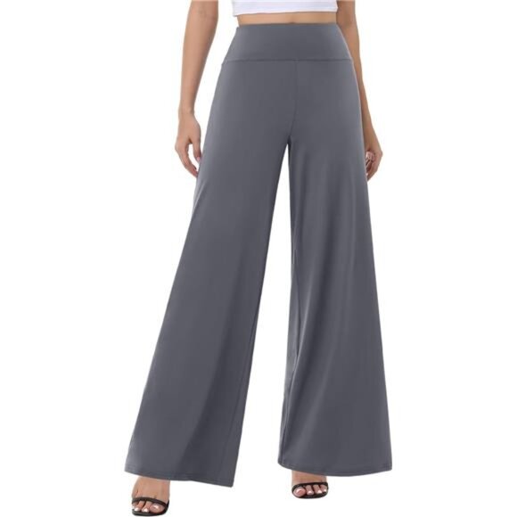 Wide Leg Palazzo Pants for Women 1 Grey - Picture 1 of 5